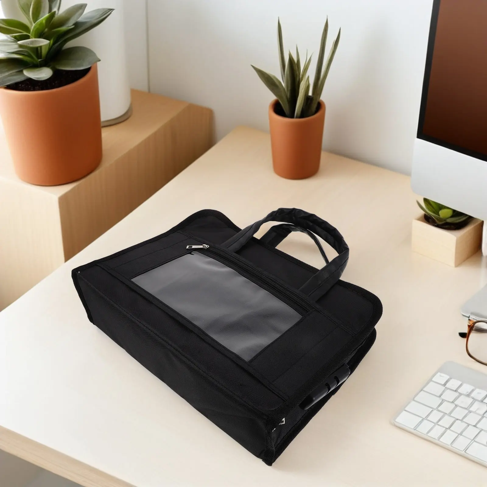 Oxford Document Tote Bag Combination Lock Briefcase Portable File Organizer Laptop Passport Secure Carrying Business Meeting - view 6