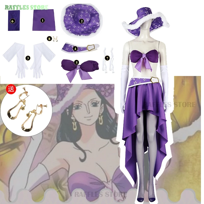 

1PC Robin Cosplay Costume Wg Pirates Nico Purple Dress Devil Child Carnaval 1PIECE Cosplay Halloween Women Sexy Fancy Suit