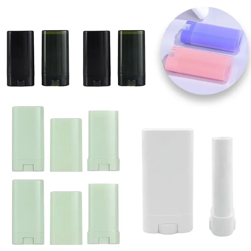 5pcs 15g Empty Oval Lip Balm Tubes Refillable Plastic Twist-Up Bottles for DIY Natural Crystal Deodorant Stick Tube Cosmetics