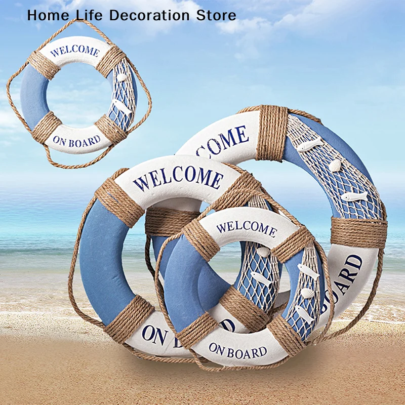 Navy Mediteranean Sea Family Adorment Life Buoy Wall Hanging Decorations Bar Home Decor Props Nautical Life Ring Wedding Crafts