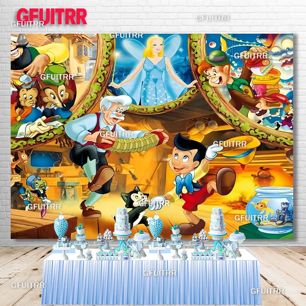 ピノッキオ-子供の写真の背景,誕生日パーティーの背景,ベビーシャワーの装飾,写真スタジオ,ブースのアクセサリー,おじいちゃん,カーペント