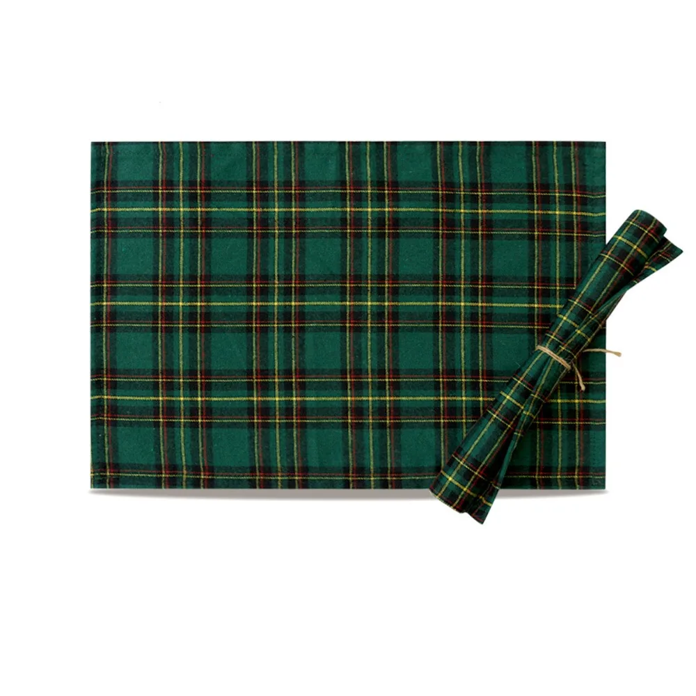

Household Rectangular Lattice Placemats Insulated Anti-scald Plaid Table Mat Soft Scottish Dinner Napkin Banquet