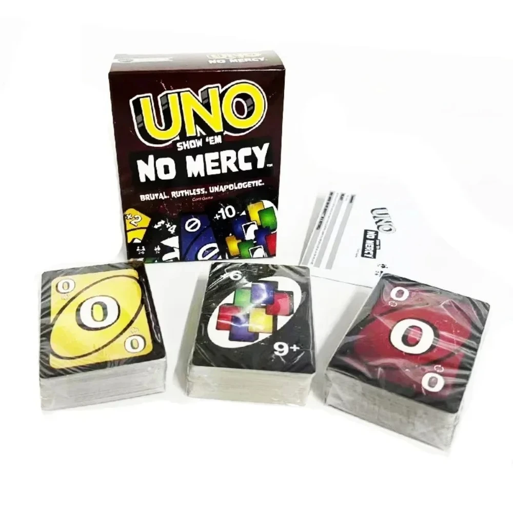 Fun! Classic UNO Show 'Em No Mercy Board Game Paper Box Multiplayer Family Party Night Travel Playing Cards Toy Christmas Gift