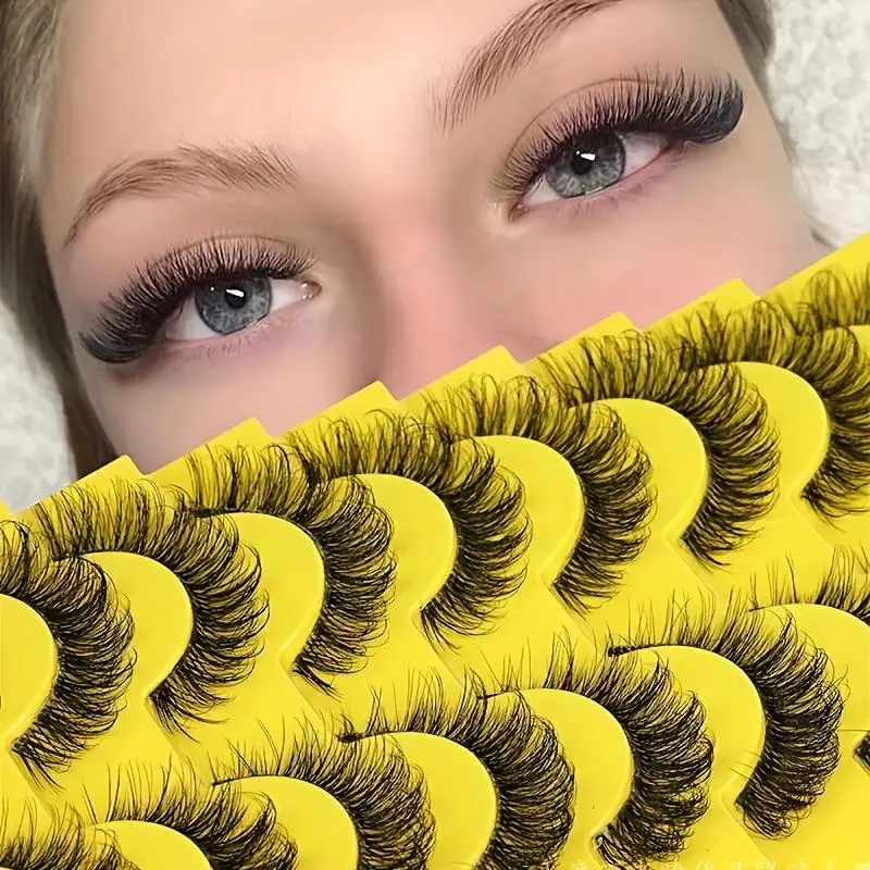 10 pairs of fluffy artificial mink eyelashes - a large quantity of eyelashes to create a natural and long-lasting makeup look