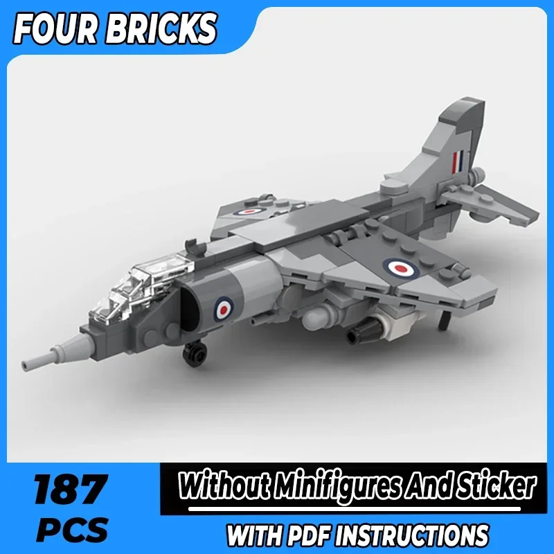 Moc Building Bricks Военная модель 1:72 Harrier GR.1 Fighter Technology Модульные блоки Подарки Рождественские игрушки Наборы «сделай сам» Сборка