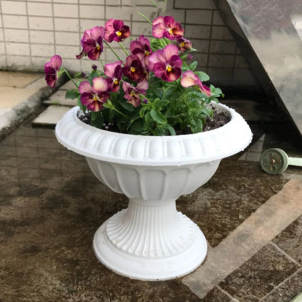 Maceta de columna de resina romana para boda, camino, porche, puerta delantera, cubierta, balcón, decoración decorativa