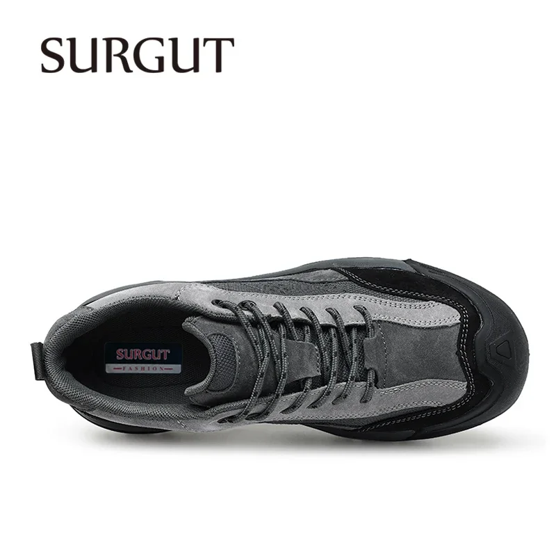 SURGUT Men Casual Shoes Designer Leather Anti-Collision Lightweight Breathable Non-Slip Wear-Resistant Outdoor Men Shoes