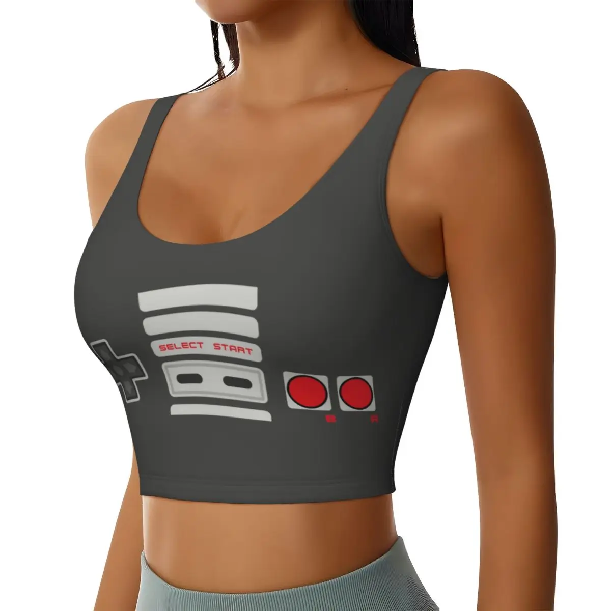 Custom High Impact Vintage Video Gamer Gaming Controller Sports Bra Women Gamer Lover Gym Workout Yoga Crop Top