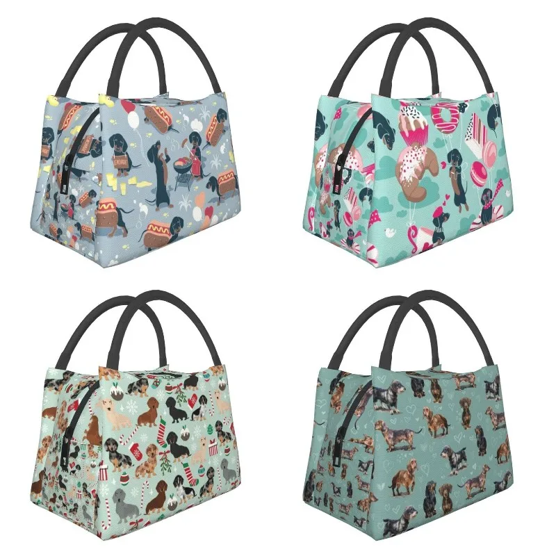 Dachshund Dogs Insulated Lunch Bag for Women Waterproof Badger Sausage Wiener Dog Cooler Thermal Lunch Tote Work Picnic