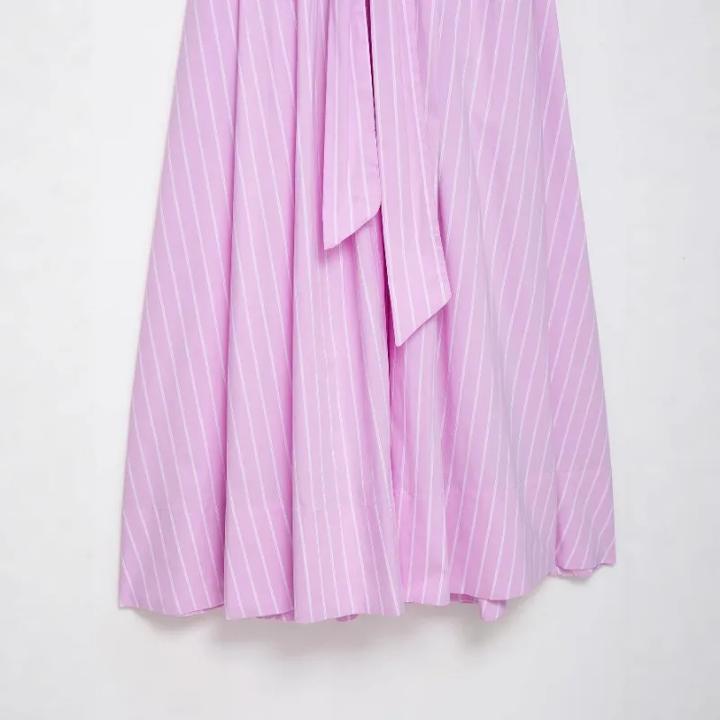 2025 여름 신상 여성 패션 팝린 셔츠 스타일 벨트 롱 원피스, 여성용 패션 반팔 캐주얼 드레스