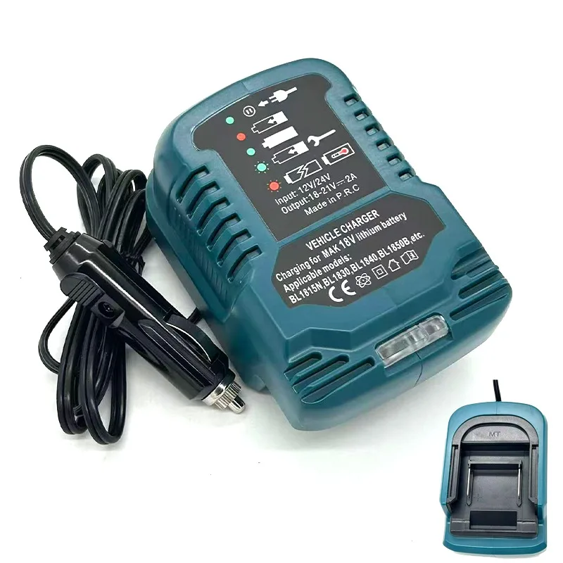 12V/24V DC Mini Compact Car Charger for BL1860/BL1830 18V LXT Li-ion Battery with Cigarette Lighter Adapter LED Indicator Lights