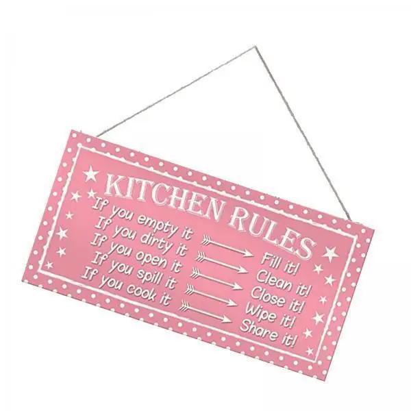 2-4pack Kitchen Rules Hanging Wood Sign Funny Wall Art Decor Sign for Farmhouse