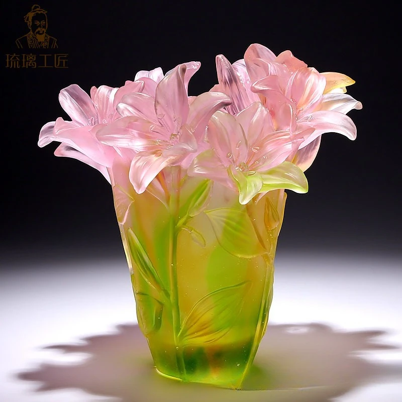

Glazed lily vase ornament, high-end niche living room flower arrangement decoration greenhouse gift housewarming