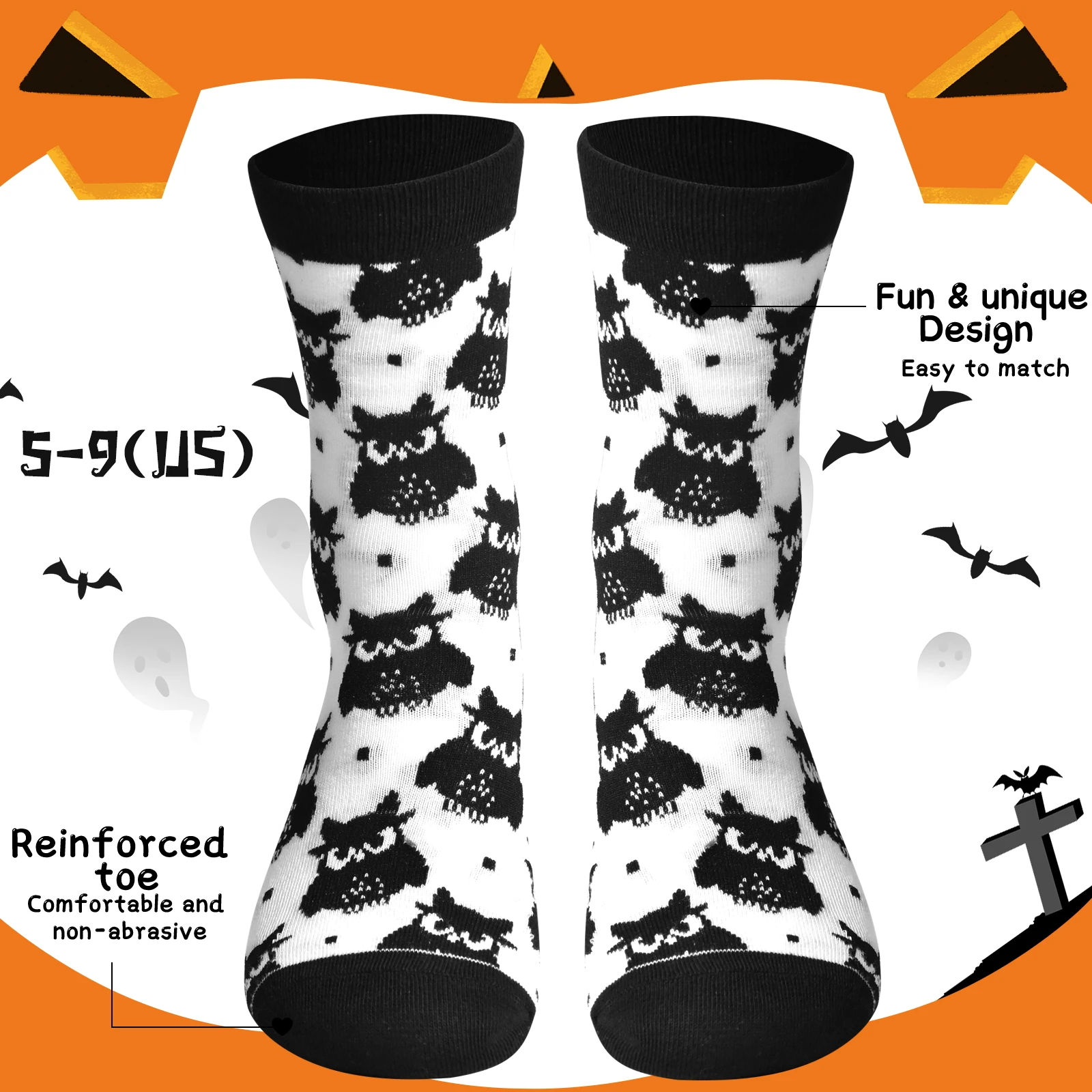 6 pares de meias de Halloween divertidas e fofas coloridas meias de Halloween para homens e mulheres presentes para homens e mulheres