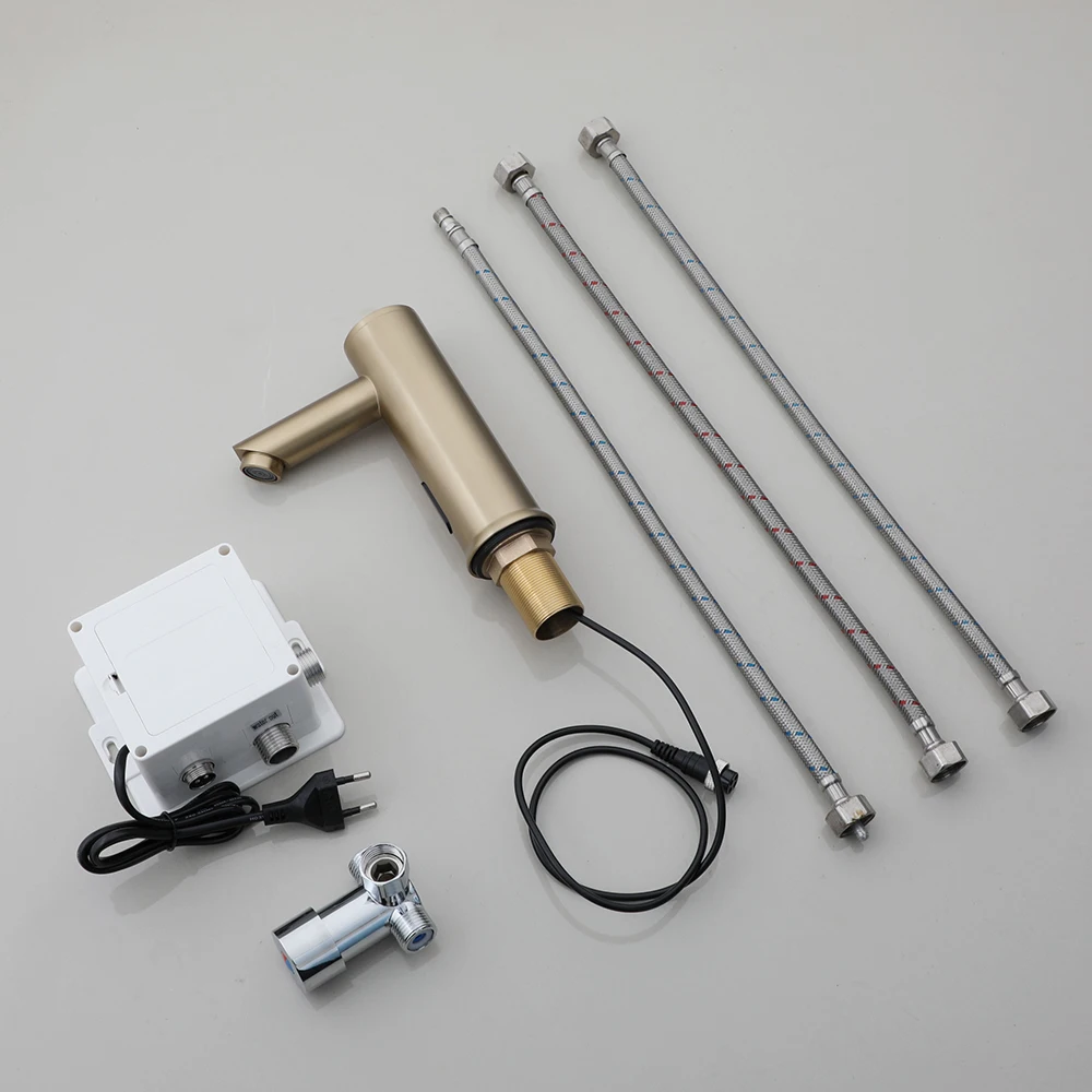 KEMAIDI Touchless Automatic Sensor Bathroom Faucet Brushed Gold Vessel Sink Tap Hands-Free Smart Basin Mixer Infrared Sensor - view 4