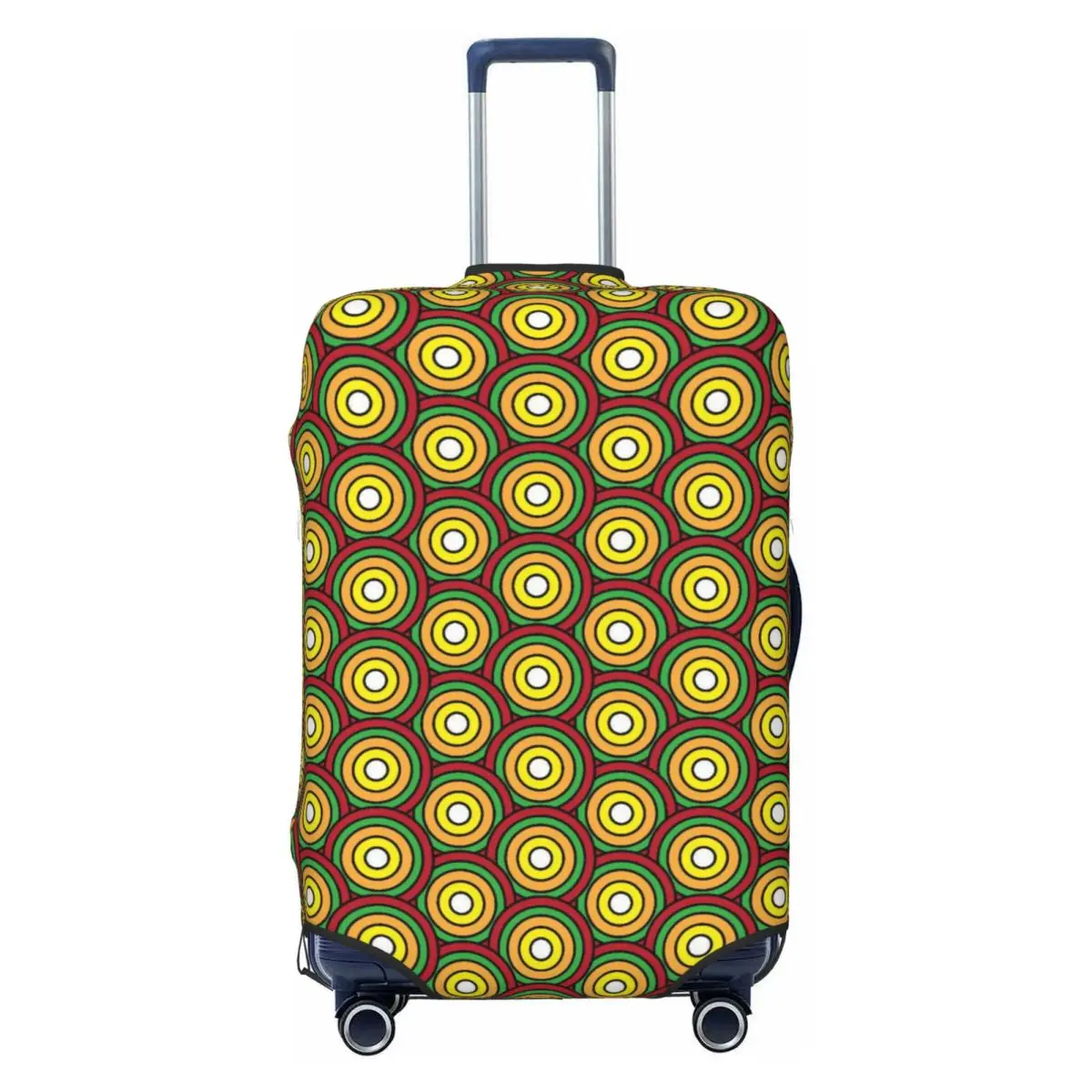 

African Ankara Abstract Geometric Circle Pattern Luggage Cover Elastic Travel Suitcase Protective Covers Fits 18-32 Inch