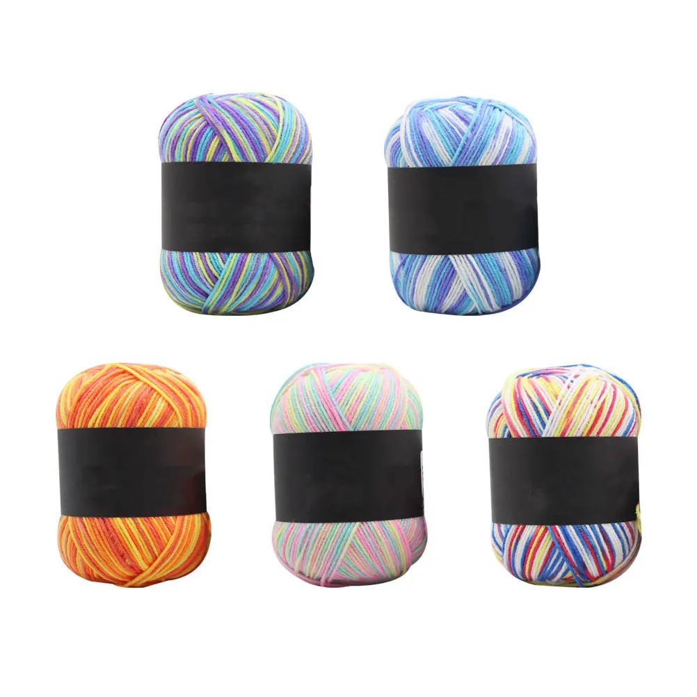 

5 Rolls Multicolor Gradient Cotton 3-Ply Soft Knitting Crochet Thread For Diy Crafts Baby Blankets Socks Christmas Gifts Hand