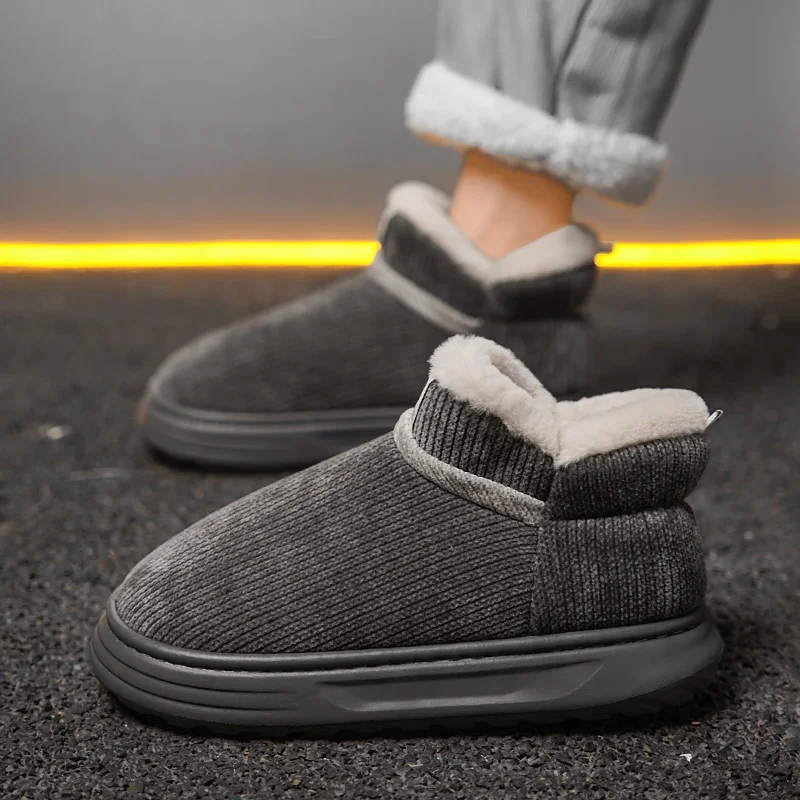 Winter Boots Men Plush Flat Men Slippers Outdoor Fluffy Warm Cotton Cozy Boots Indoor Fashion Casual Fur Cozy Furry Men Shoes image 2