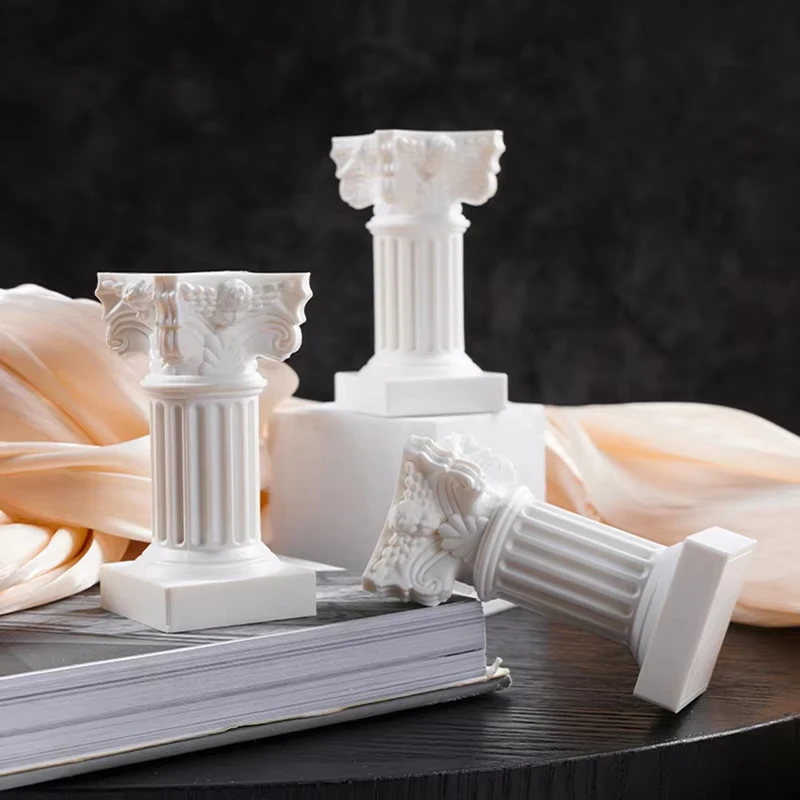 Vintage Greek Roman Column Pedestal Candle Holder Mini Statue Sculpture Indoor Home Balcony Patio Photography Prop Decor - view 4