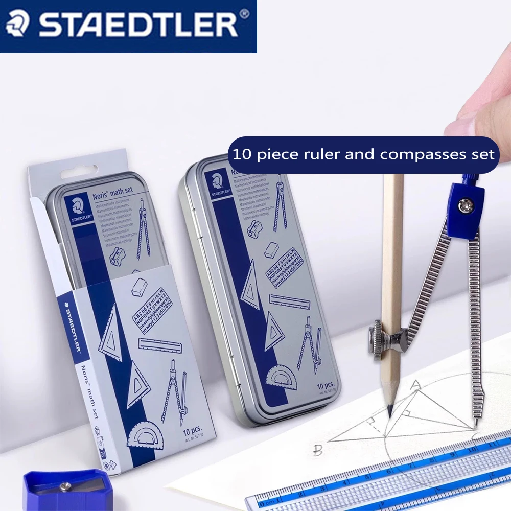 10pcs/Set STAEDTLER 557 Ruler and Compass Math and Geometry Exam Set Pencil/eraser Pencil Sharpener School Supplies Stationery