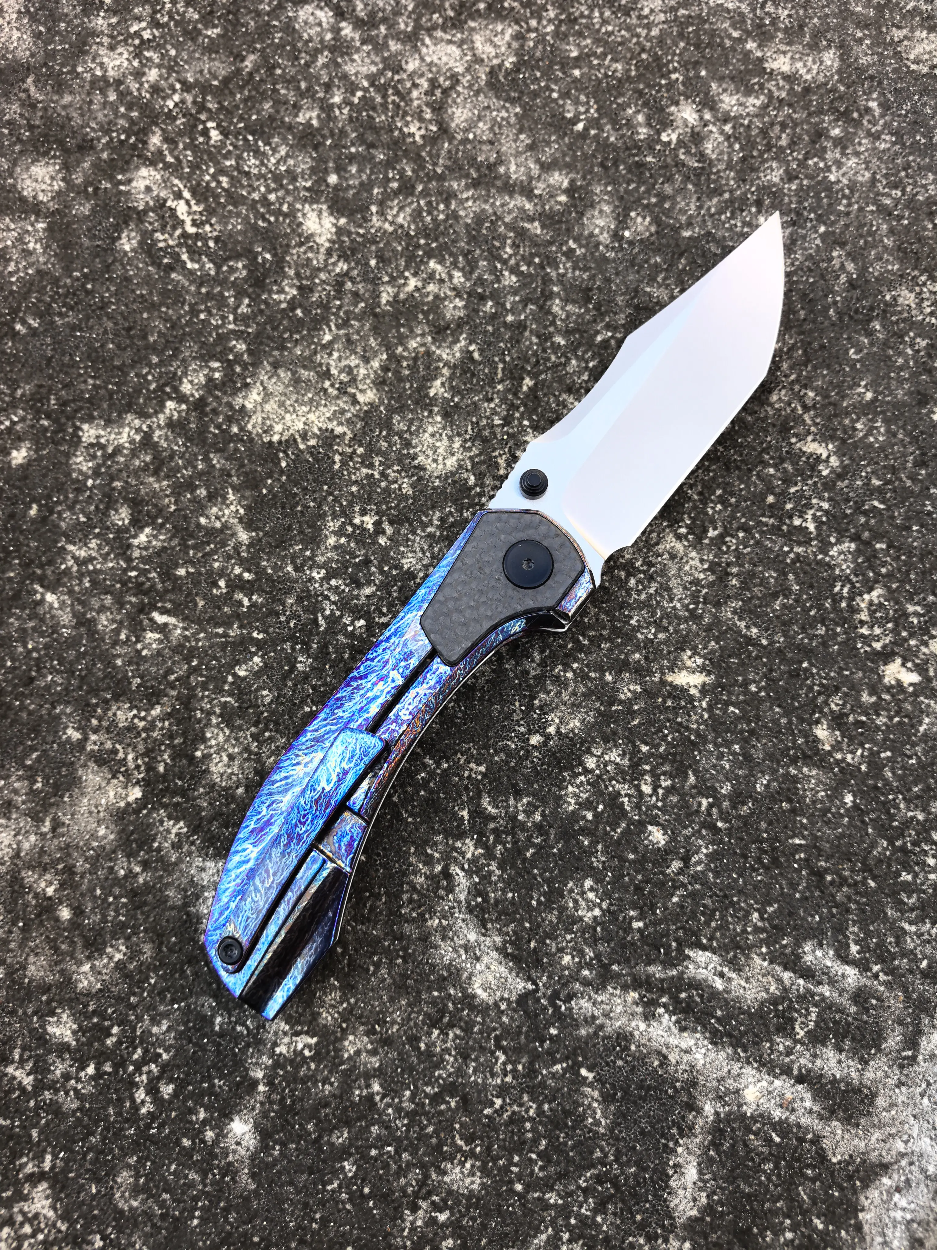 Folding EDC Tool, M390 Steel Blade TC4 Titanium Alloy Handle, Bearing Assisted, Outdoor Hiking Kitchen Fruit Utility Knife