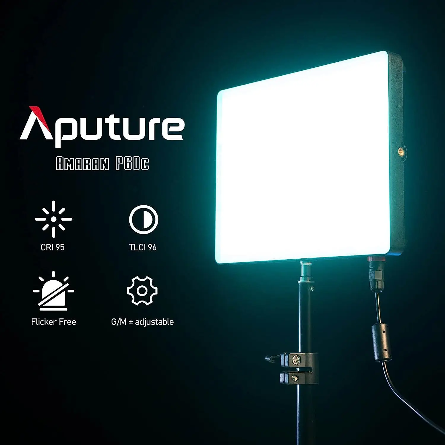 Aputure Amaran P60C RGB LED Panel Light 2500-7500K Photography Light 60W Video Light Portable Studio Photo Lamp for Shooting