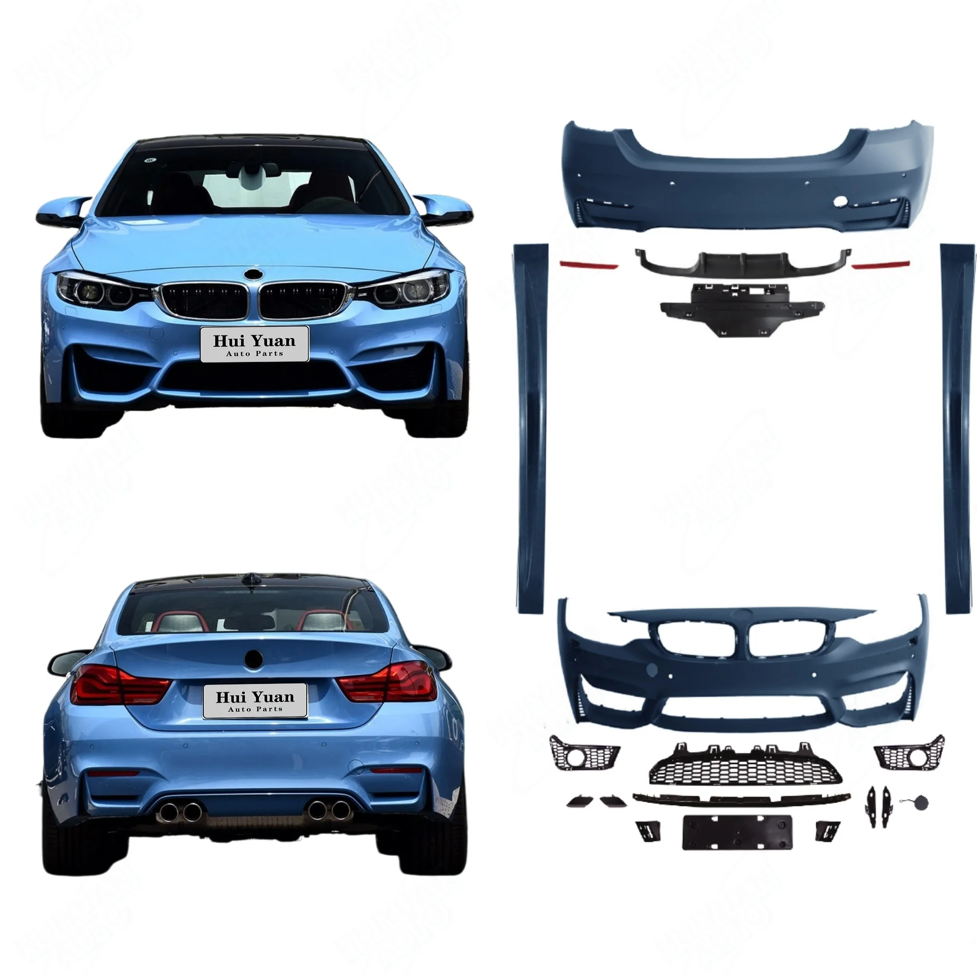 

Full Body Kit for 4 Series F32 F33 F36 2014-2019 Change to M4 Style Include Front and Rear Bumper with Grille and Side Skirt