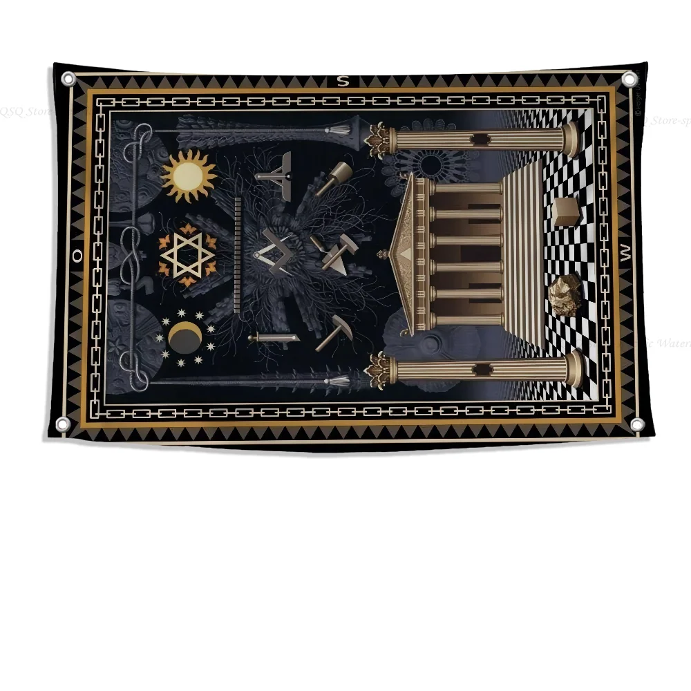 1PC-Masonic Lodge Freemasonry Flag Flags And Banners Four Hole Flag Polyester Outdoor Decor Room Aesthetic