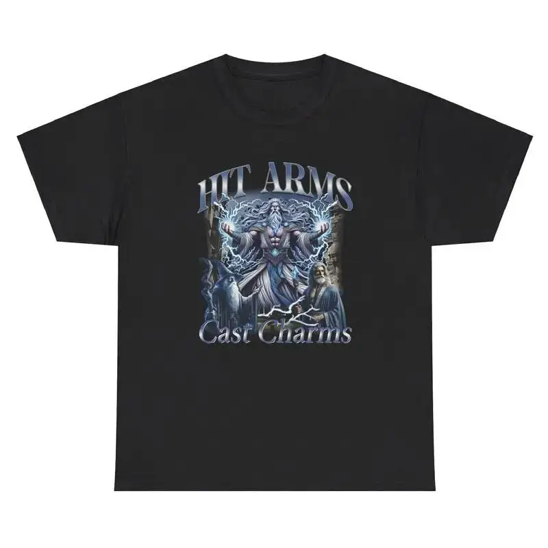 Hit Arms Cast Charms T Shirt Funny Gym Pump Cover Silly Magic Joke Humor Tee