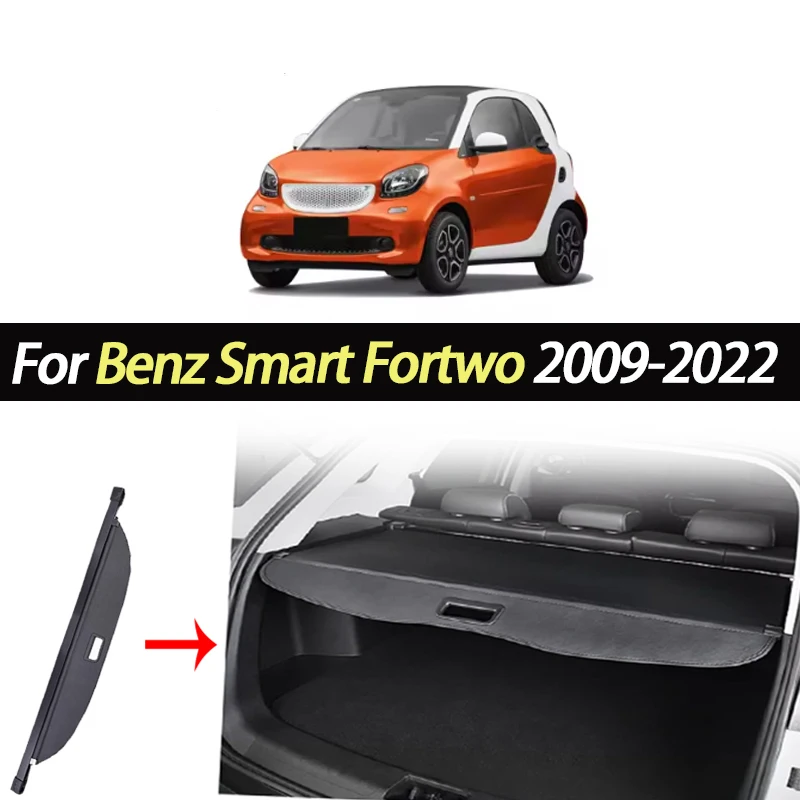 Car Trunk Cargo Cover for Benz Smart Fortwo 2009-2022 Retractable Parcel Rack Waterproof Shield Privacy Cargo Cover Auto Parts