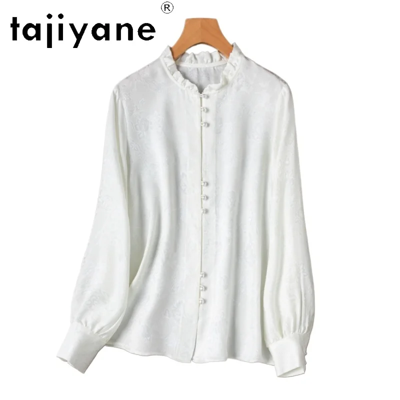 TAJIYANE Camisa Feminina 100% Seda Pura de Amoreira, Blusa de Manga Longa para Escritório, Blusa de Seda Genuína para Primavera, Roupas Femininas 2026