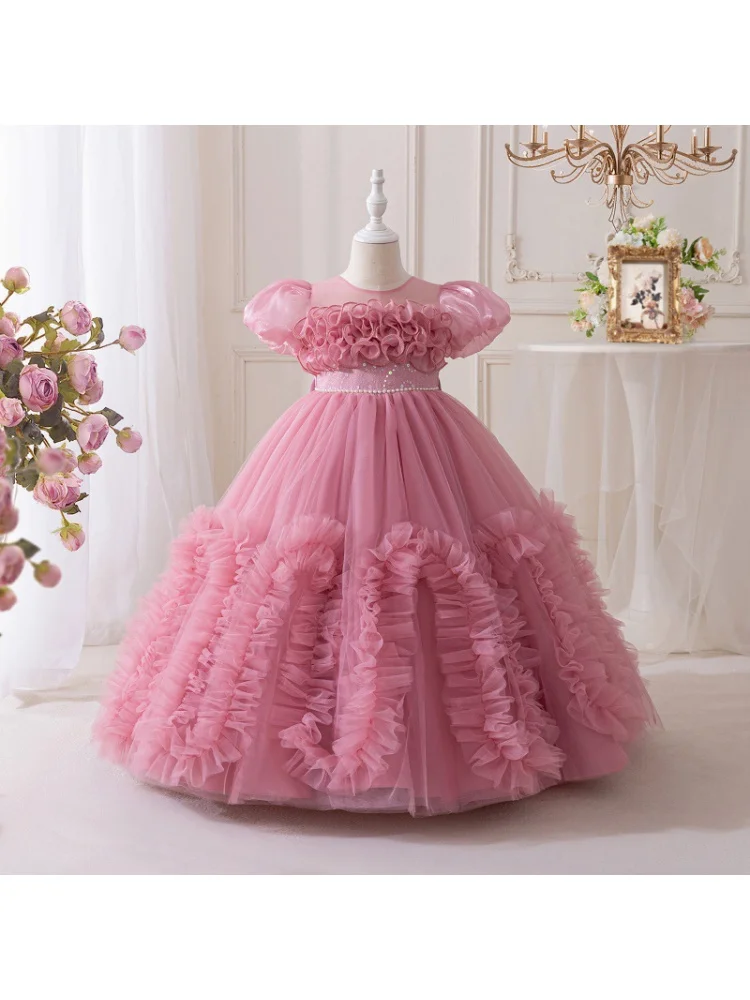 Girls' Summer New High-End Host Birthday Performance Light Luxury Piano Performance Princess Dress image 5