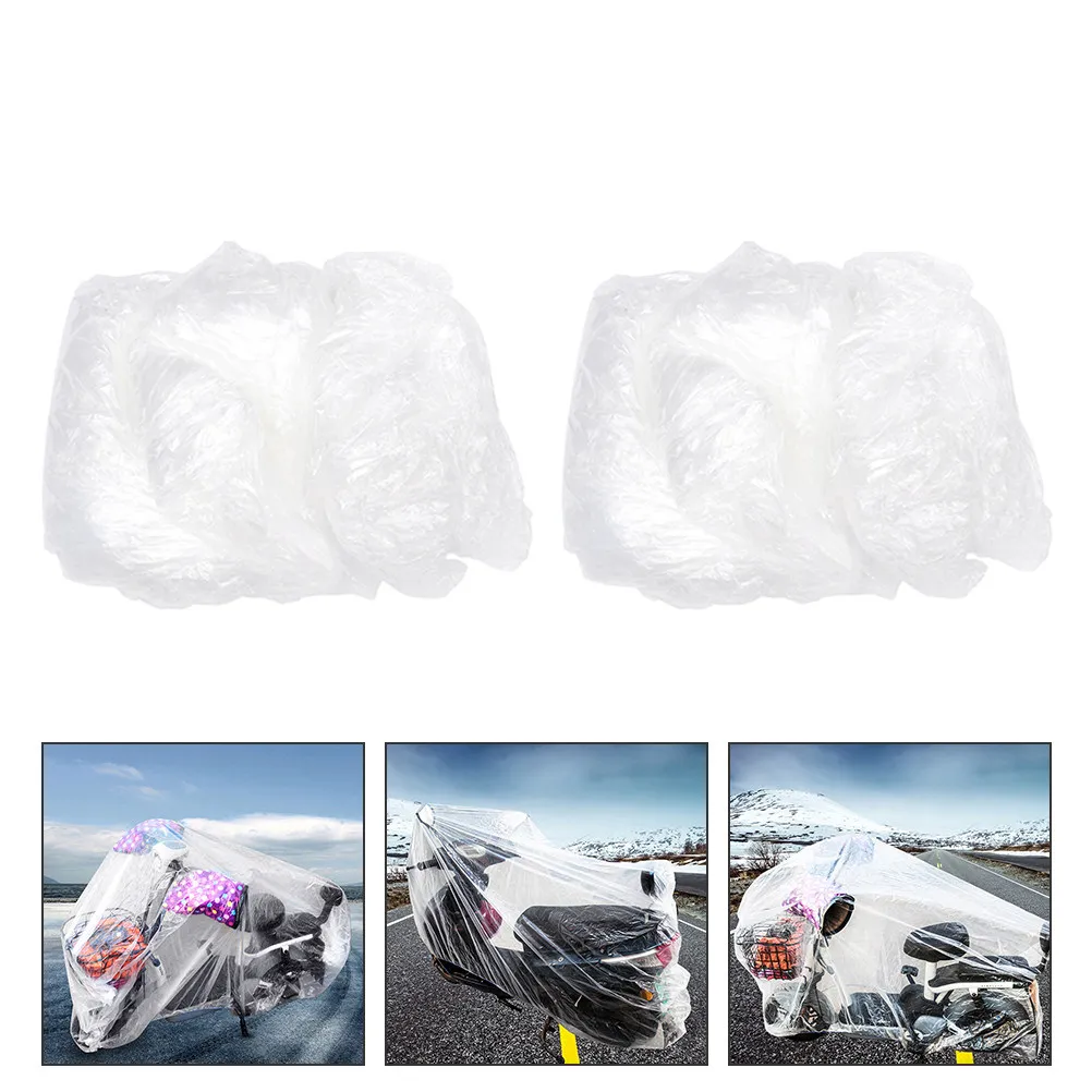 2Pcs Disposable Bike Cover Waterproof Motorcycle Protective Cover Outdoor Use Scratch Dust Rain Frost Wind Protection Light