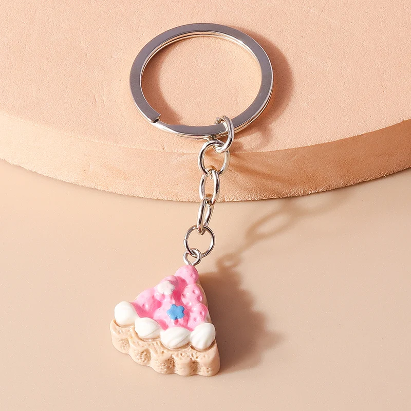 Schöne Süßigkeiten Erdbeer Donut Schlüssel bund Kuchen Eis Schlüssel ringe Obst Essen Schlüssel anhänger für Frauen Mädchen Tasche hängen Anhänger – Detail 12