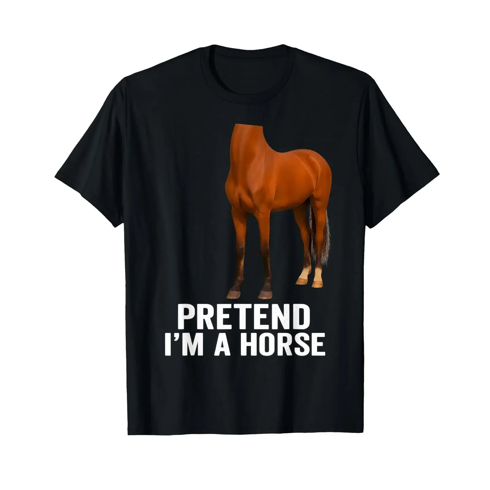 Pretend I'm A Horse Funny Halloween Body Costume T Shirt vintage Washed Soft Slightly Top For Everyday Wear Unisex Breathable