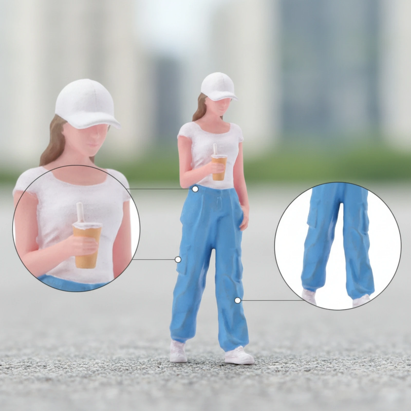 Miniature Standing Figure Casual Female Figure Model Female Figurine Compact Woman Figurine Realistic for Collectors, Dioramas
