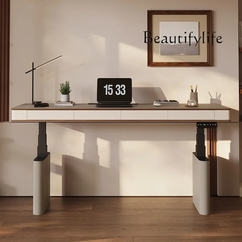 O الإيطالية الخفيفة الفاخرة رفع مكتب غرفة المعيشة دراسة يمكن تخصيصها محرك مزدوج طاولة رفع ذكية #5