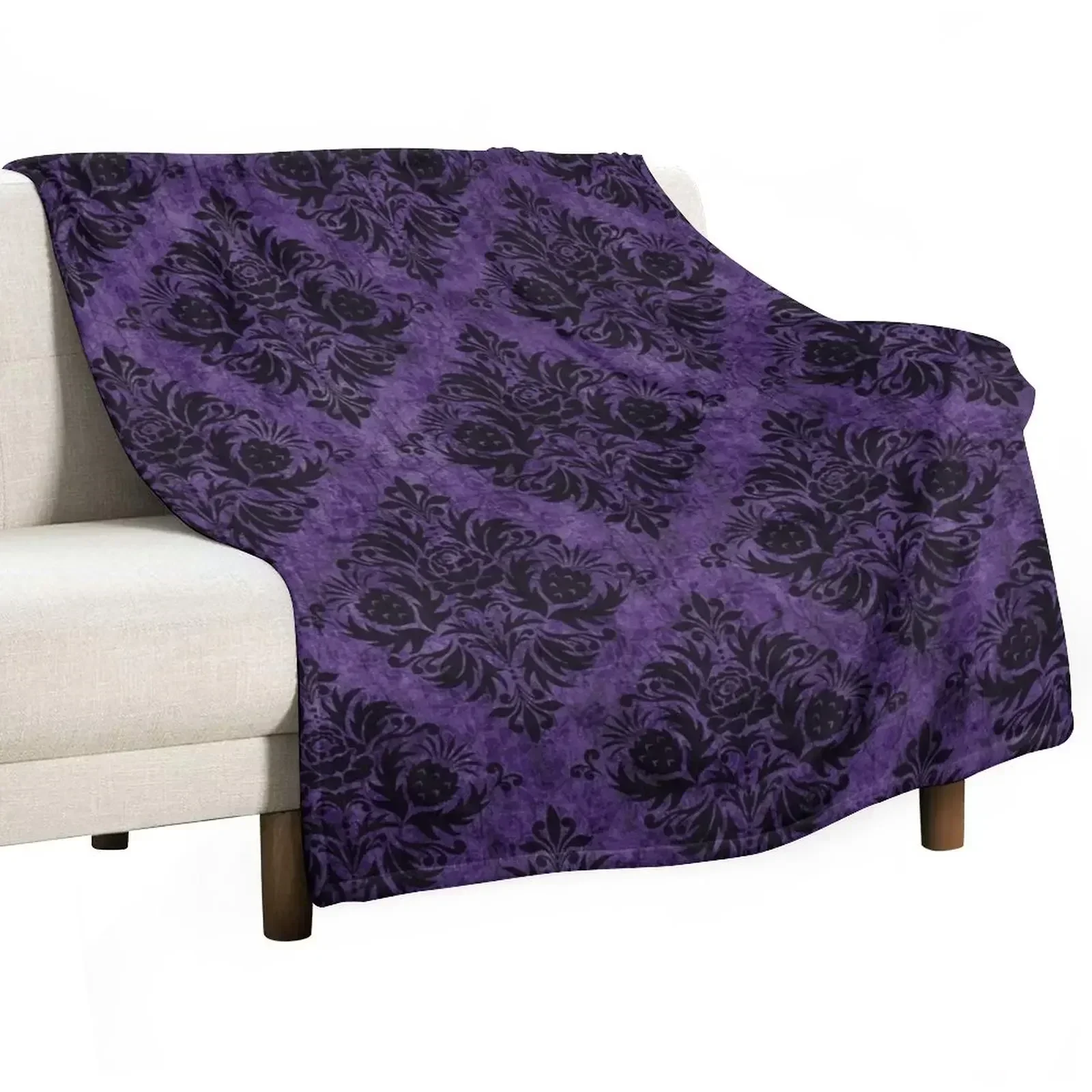 

Gothic Damask Purple Throw Blanket Winter beds Plaid on the sofa Blankets