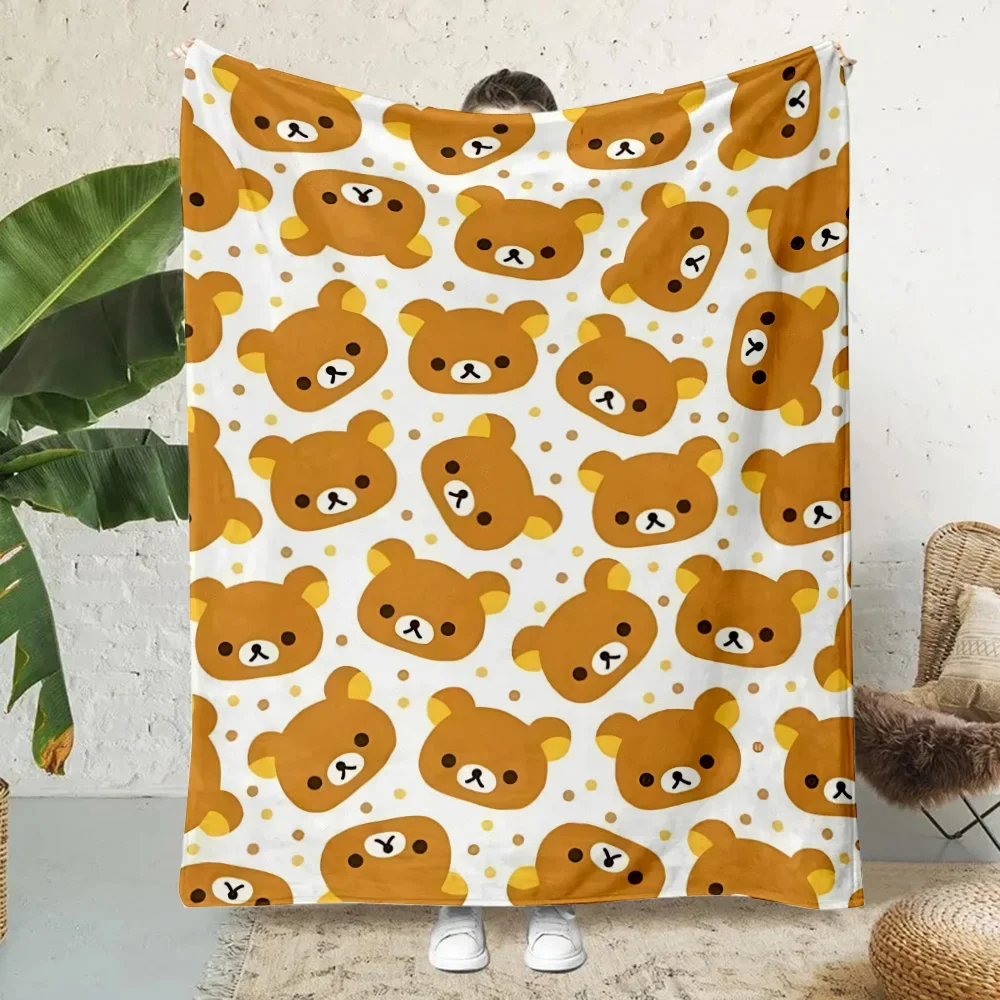 Cute Kawaii Cartoon Rilakkumas Bear Printed Blanket Picnic Blankets Warm Blanket Soft and Comfortable Home Travel Birthday Gift