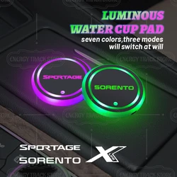 1/2PCS X Line Emblem Car Coaster LED Light Water Cup Holder Mat For Sorento Sportage Ceed Picanto Kona K3 K2 Niro Rio GT Line