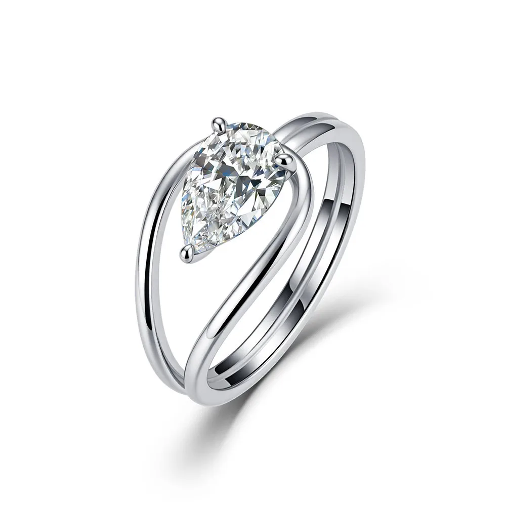 Apexelle Luxury Jewelry 925 Sterling Silver Ring Water Drop Cut Moissanite Rings For Women GRA Certificate Fine Jewelry