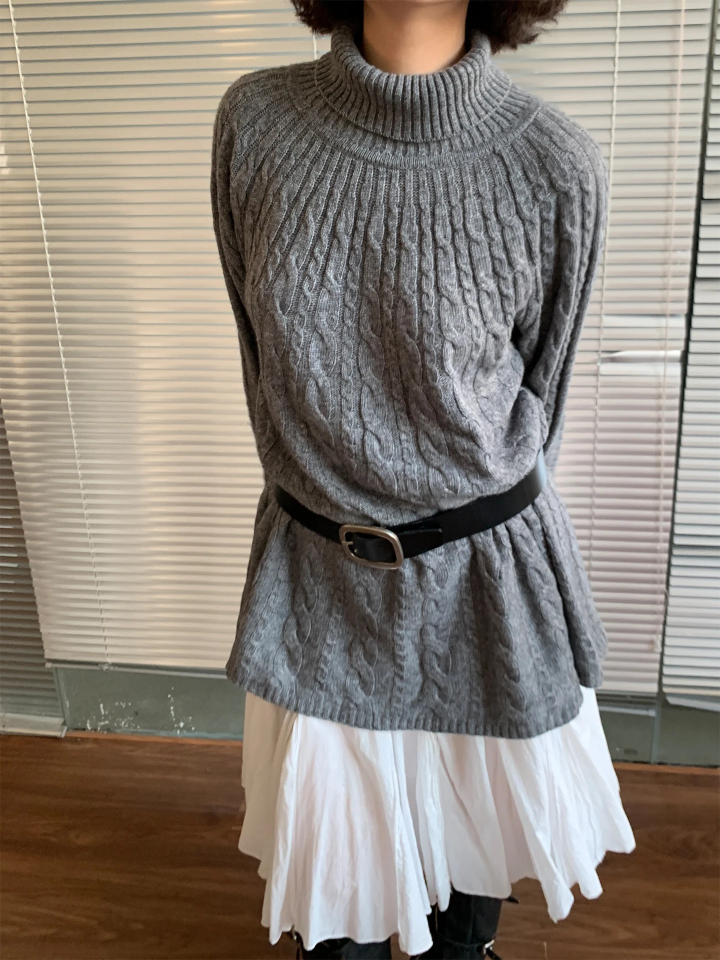 

Шерстяное пальто Girlsfood с высоким воротником, уникальный дизайн, свободный крой, длинный рукав, для повседневной носки, цветное