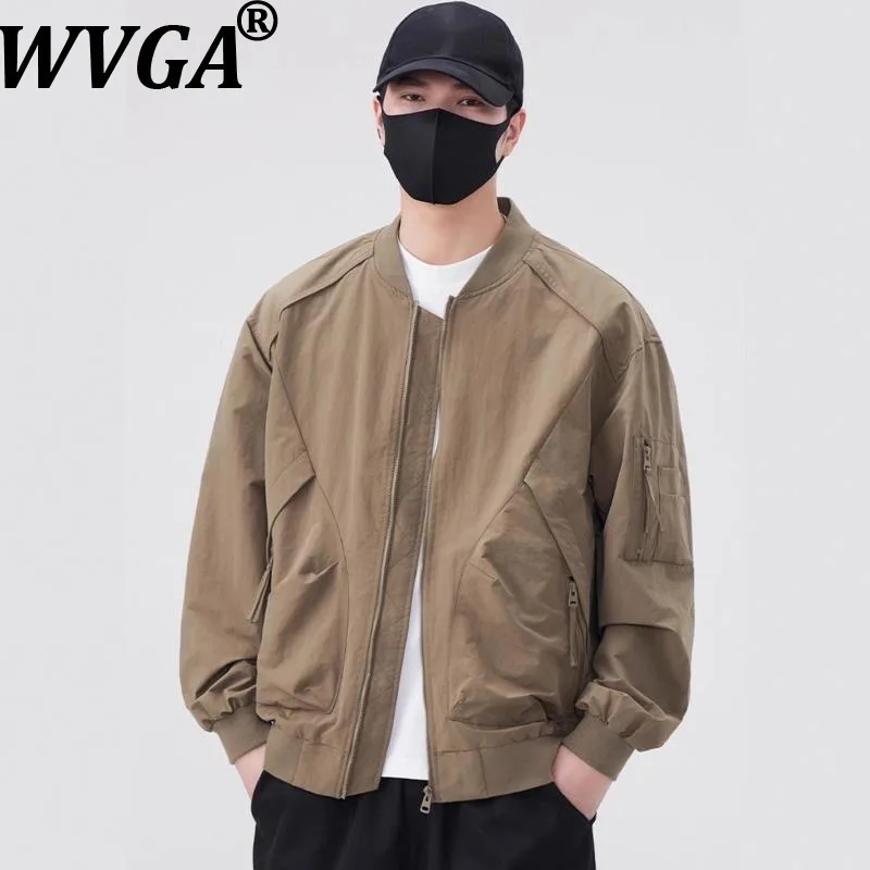 WVGA ربيع الخريف جديد الرجال المد البيسبول سترات بدون ياقة المتخصصة أنيق عادية الكورية نمط جيب المعاطف العصرية Ins Y2K W16675 #1