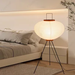 Retro and Minimalist LED Living Room Bedroom Study Rice Paper Floor Lamp Creative Atmosphere Decoration Lighting Fixtures
