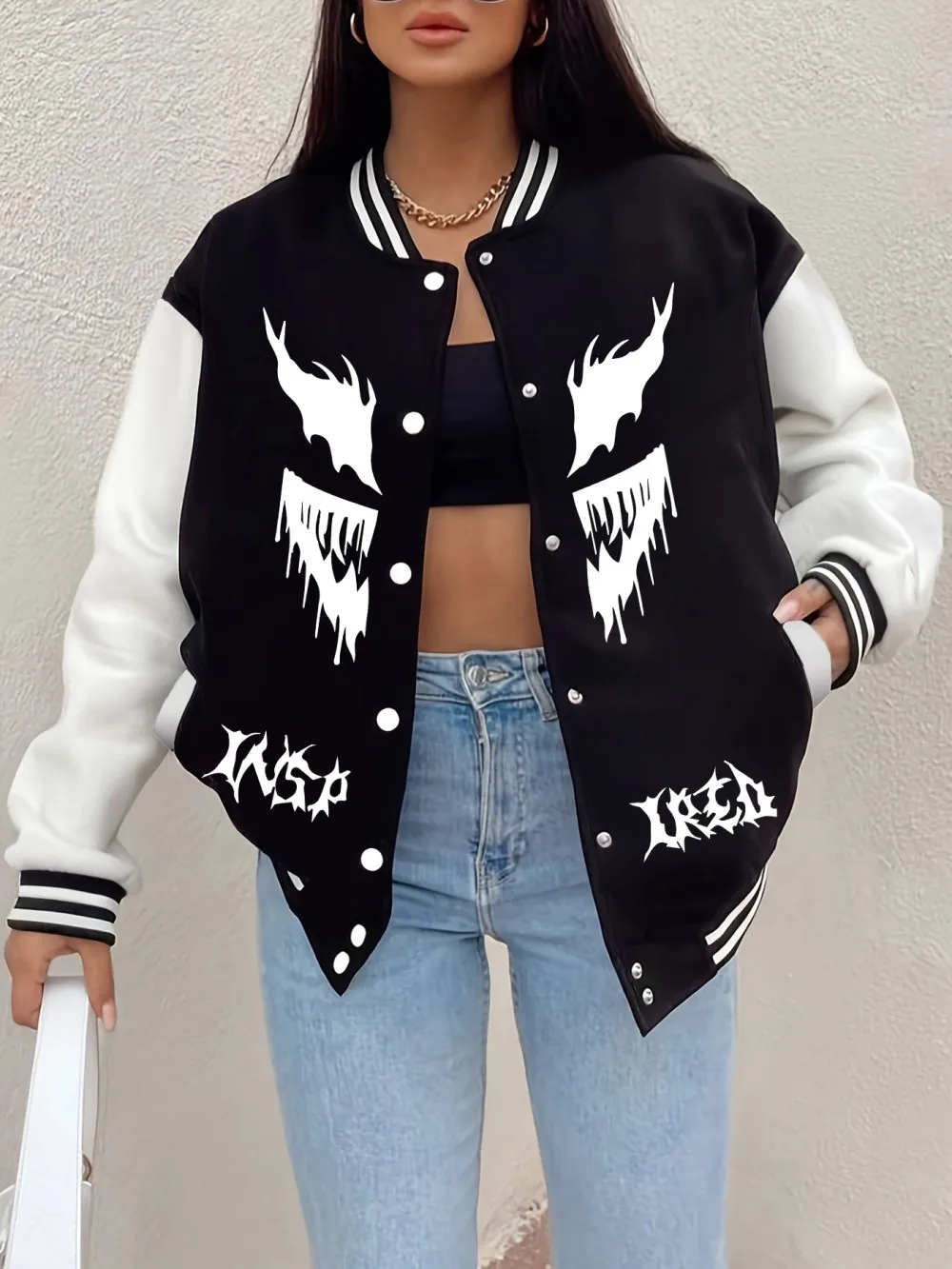 

Inspired Design Printing Baseball Jersey Women Casual Comfortable Coats Basics Pocket Jackets Winter Fleece Warm Womans Clothes