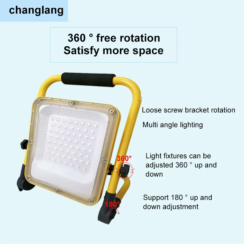 

50W 100W LED Rechargeable Floodlight Waterproof Outdoor Emergency LED li-ion battery Spotlight Searchlight Portable flash Light