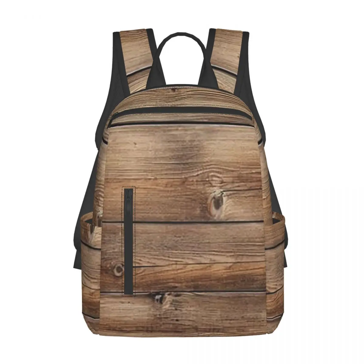 木目調レトロバックパックデイパック大容量子供ブックバッグスクールバッグショルダーバッグ男性女性用