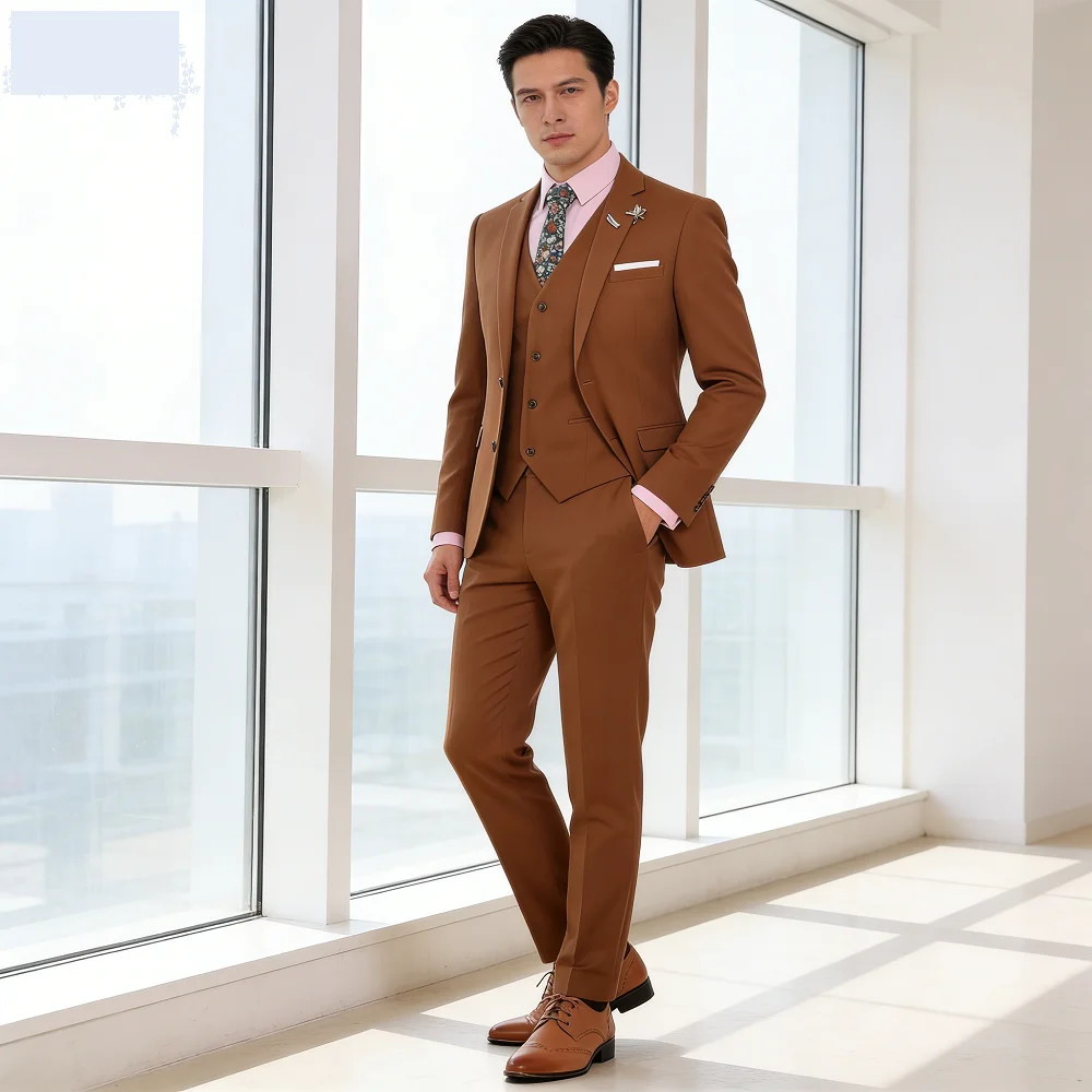 

3 Piece Slim Fit Customized Terno for Men Wedding Groomsmen Elegant Suit Blazer Set for Dance Ball