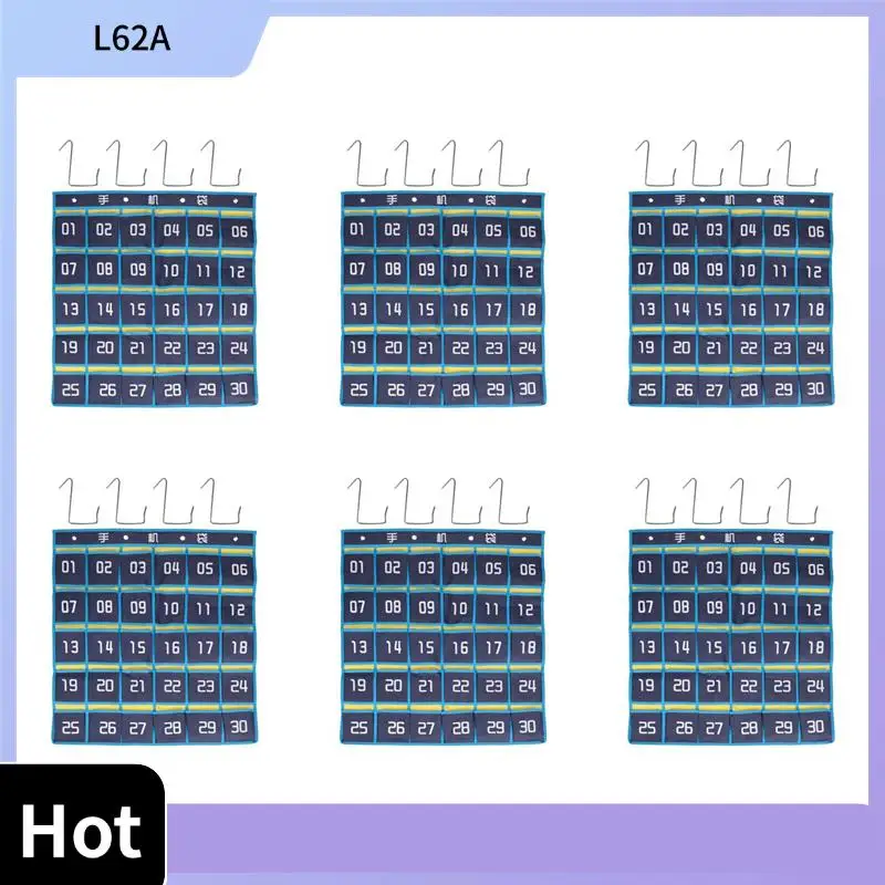 

L62A 6X 30 Numbered Pockets Chart Cell Phone Hanging Organizer Hanging Storage Bag For Classroom Calculator Phone Holders