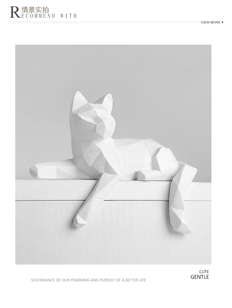 1 Set Katzenskulpturen, geometrisch geschnittene Tierskulpturen, Kunsthandwerk aus Kunstharz, kreative Wohnraumdekoration, Ornamente in Form von faulen Katzenstatuen – Detail 5